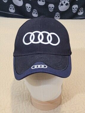 Audi Officially Licensed embroidered 4 ring logo strapback hat